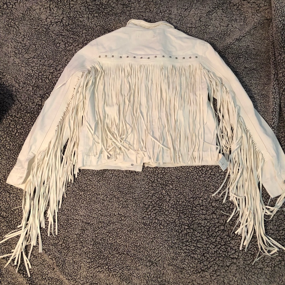 White Denim Jacket w/ Fringe NWT